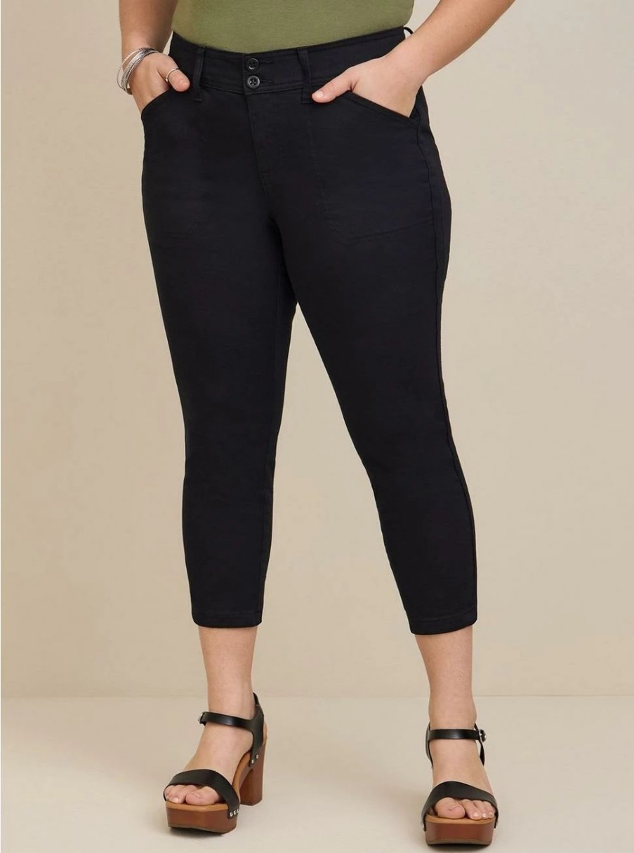 Bottoms * | Torrid Crop Aviator Skinny Stretch Twill Mid-Rise Pant