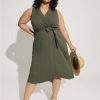 Dresses * | Torrid Midi Rayon Slub Sleeveless Shirt Dress