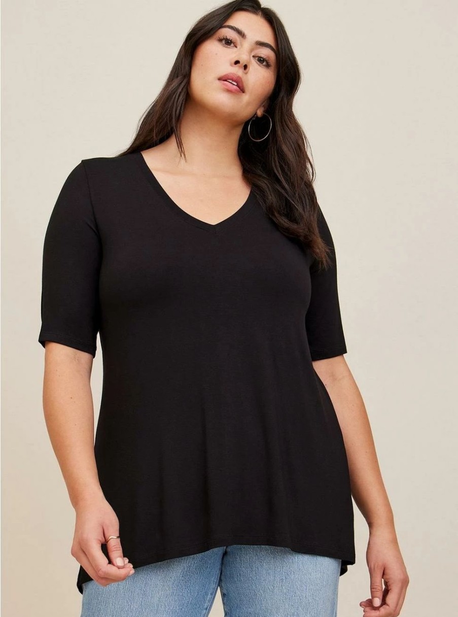 Tops * | Torrid Favorite Tunic Super Soft V-Neck Hi-Low Tee