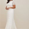 Dresses * | Torrid Ivory Lace Short Sleeve Fit & Flare Wedding Dress