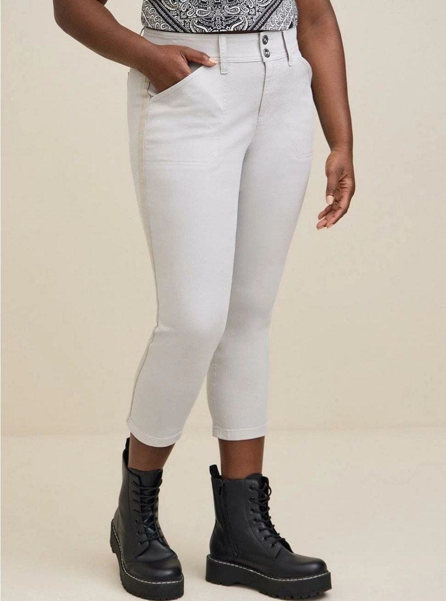 Bottoms * | Torrid Crop Aviator Skinny Stretch Twill Mid-Rise Pant