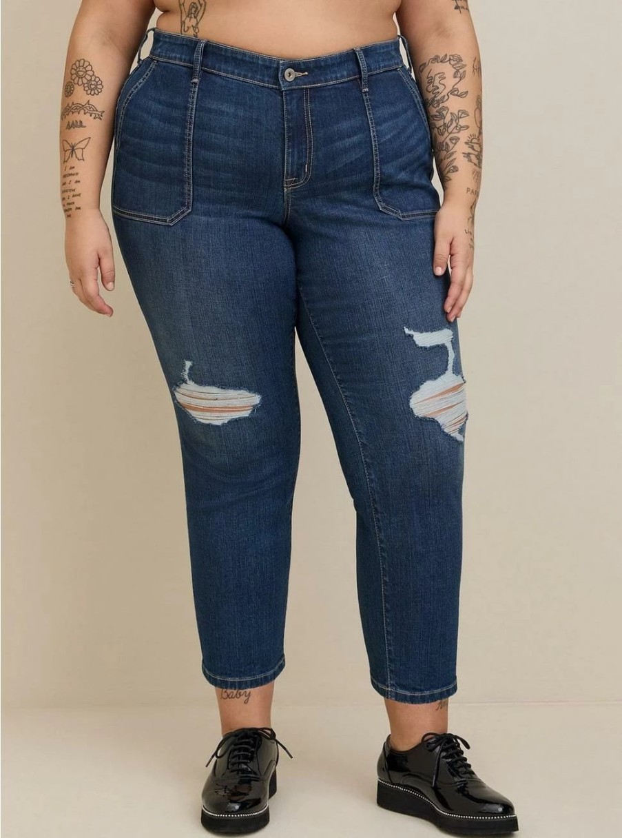 Jeans * | Torrid Perfect Boyfriend Ankle Vintage Stretch Mid-Rise Jean (Tall)