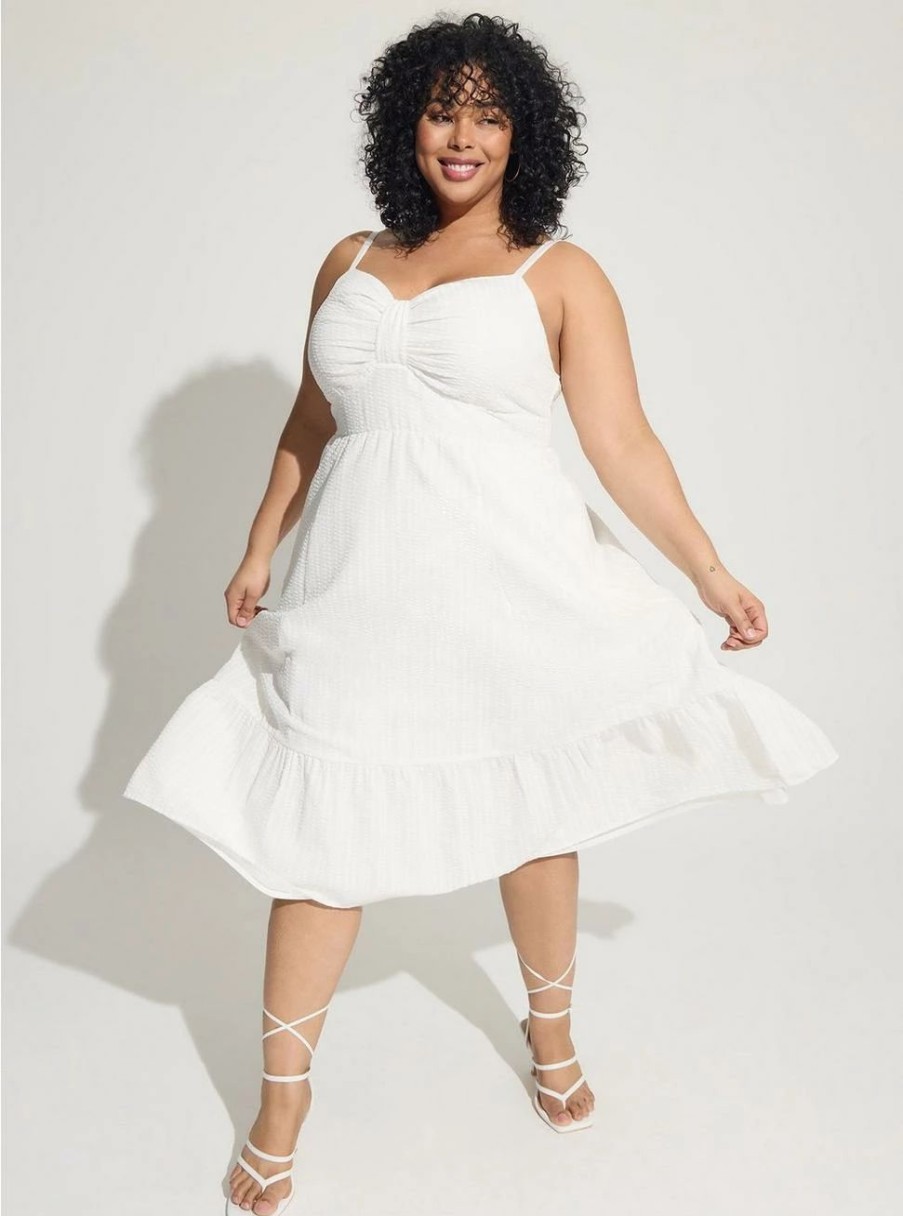 Dresses * | Torrid Midi Poplin Tiered Dress