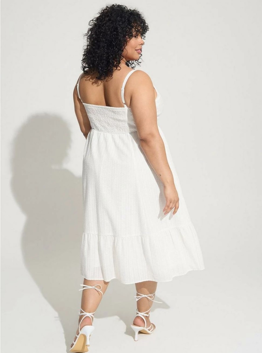 Dresses * | Torrid Midi Poplin Tiered Dress