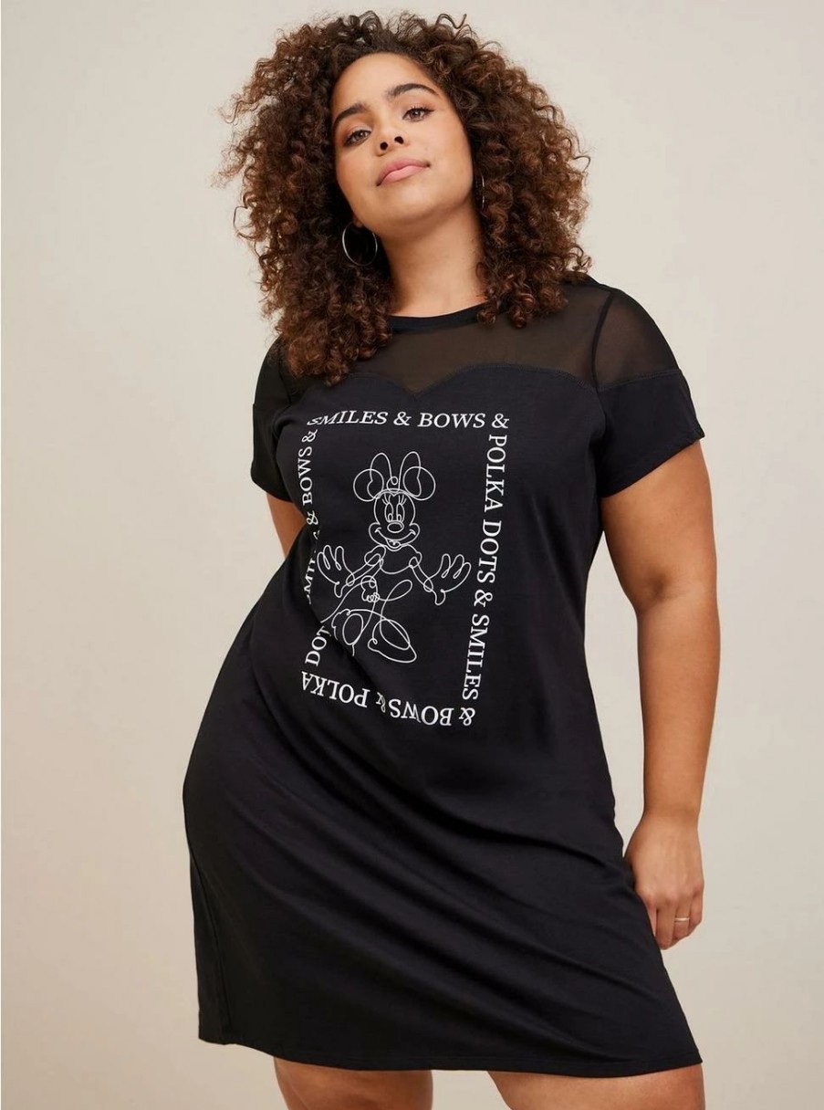 Dresses * | Torrid Disney Minnie Mouse T-Shirt Mini Mesh Yoke Dress