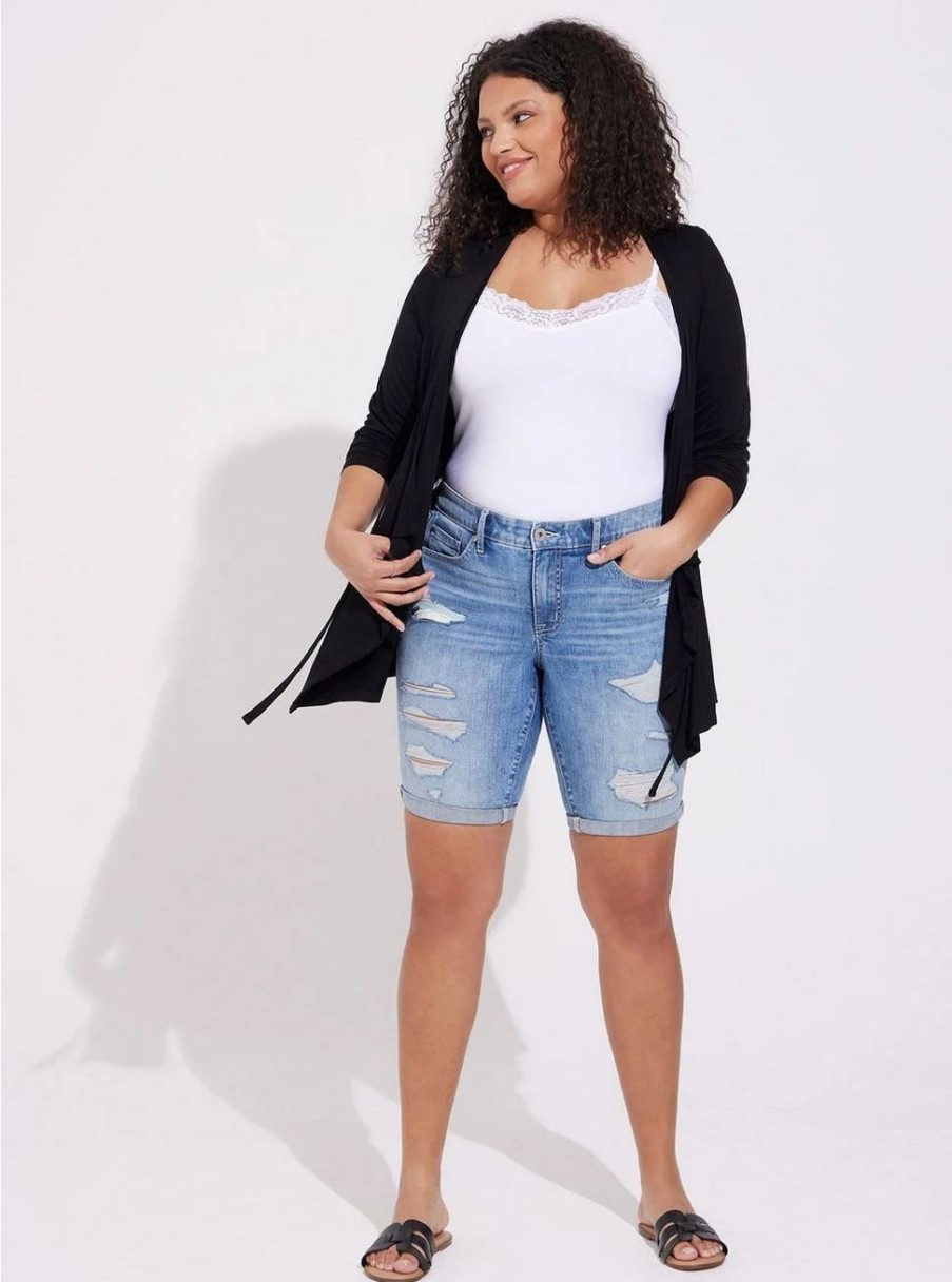 Jeans * | Torrid Boyfriend Bermuda Vintage Stretch Mid-Rise Short