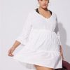 Dresses * | Torrid Mini Cotton Ruffle Long Sleeve Beach Dress