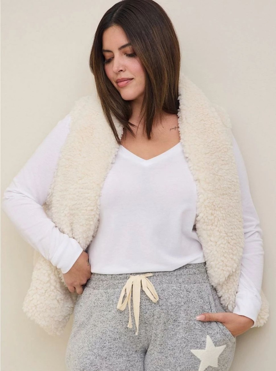 Jackets * | Torrid Sherpa Drape Vest