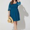 Dresses * | Torrid Mini Crinkle Gauze Blouson Sleeve Dress