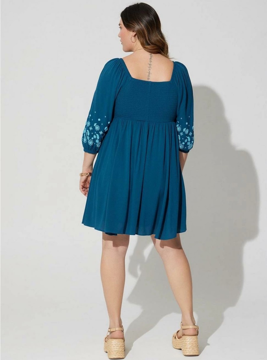 Dresses * | Torrid Mini Crinkle Gauze Blouson Sleeve Dress