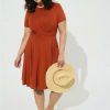 Dresses * | Torrid At The Knee Super Soft Drape Front Skater Dress