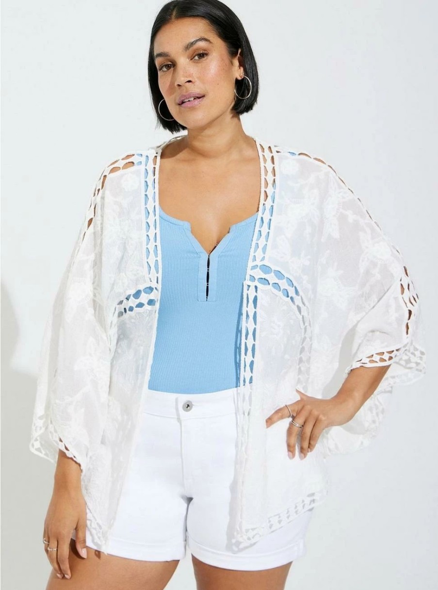 Jackets * | Torrid Crochet Lace Inset Kimono