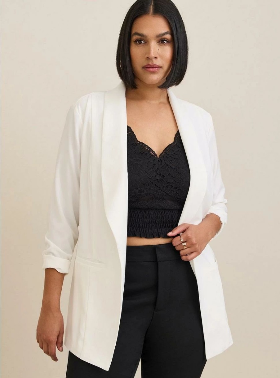 Jackets * | Torrid Studio Crepe Classic Shawl Collar Blazer