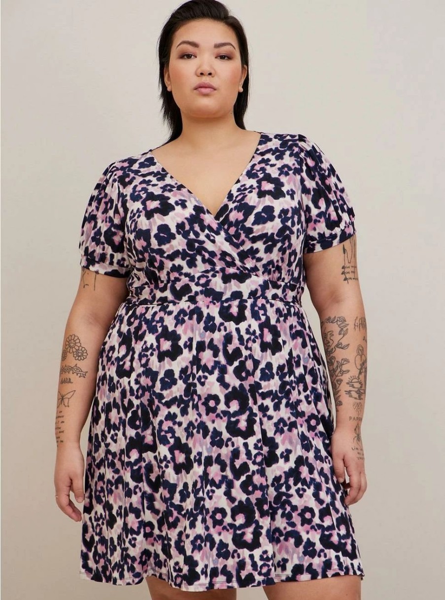 Dresses * | Torrid Mini Studio Knit Surplice Dress