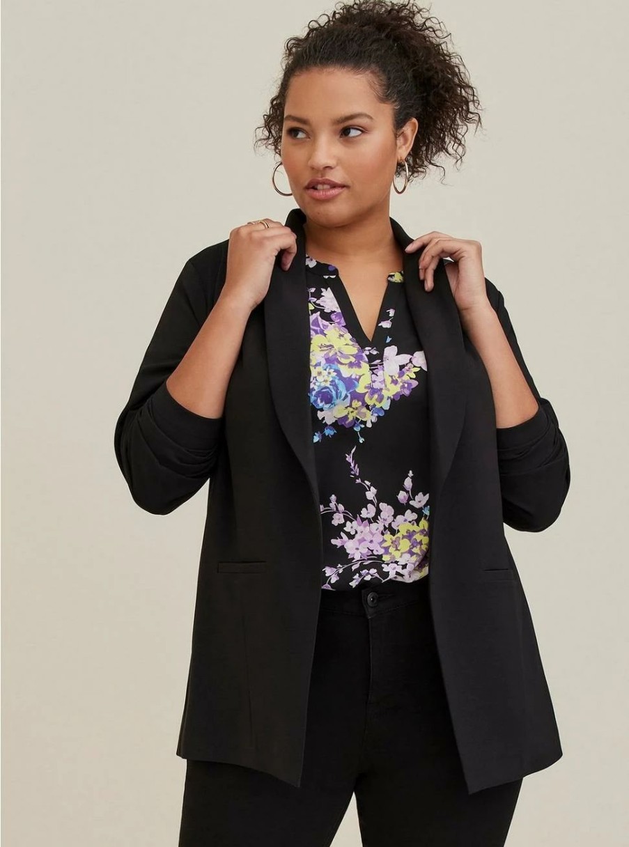 Jackets * | Torrid Studio Crepe Classic Shawl Collar Blazer