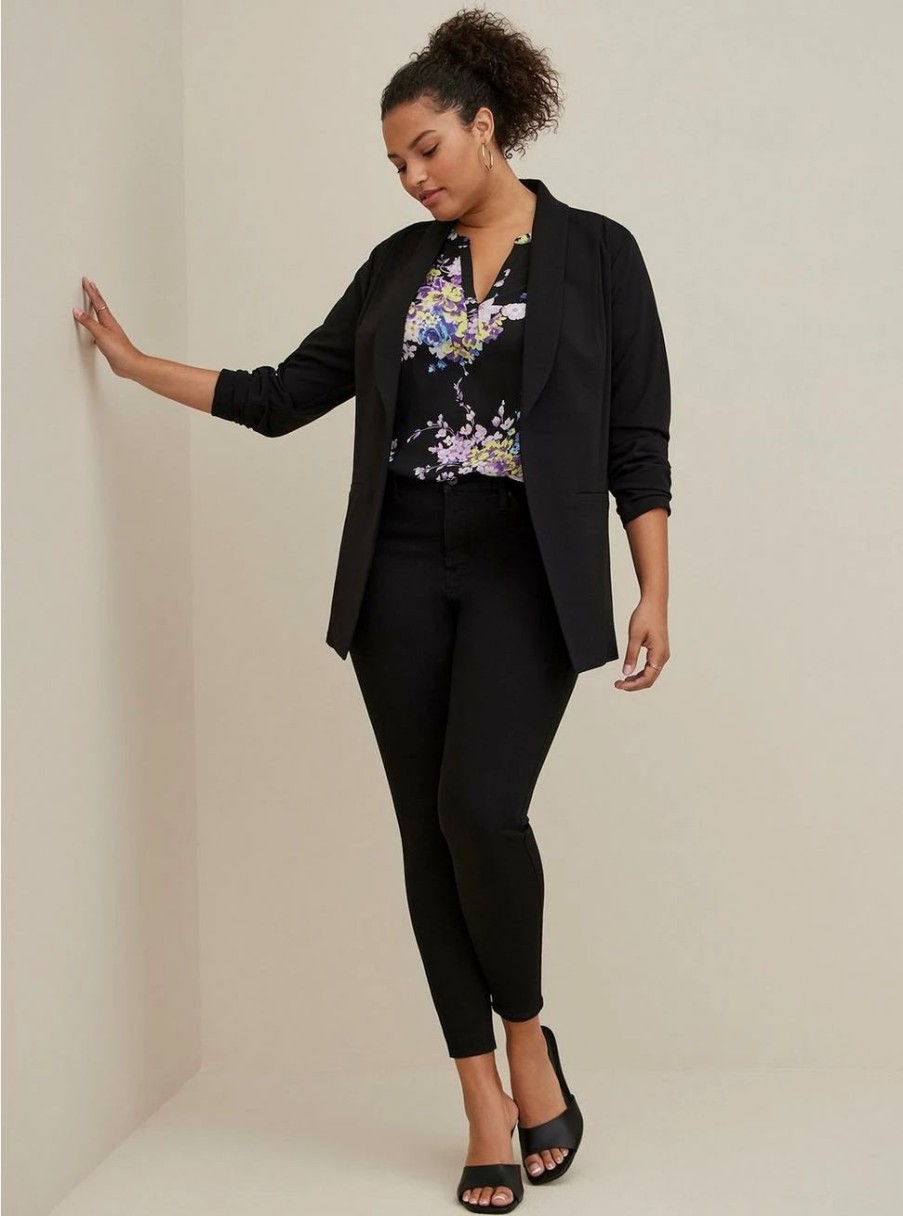 Jackets * | Torrid Studio Crepe Classic Shawl Collar Blazer