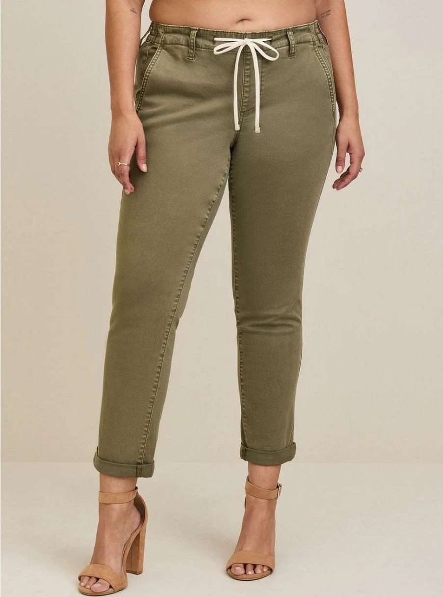 Bottoms * | Torrid Pull-On Boyfriend Straight Stretch Twill Mid-Rise Pant (Tall)