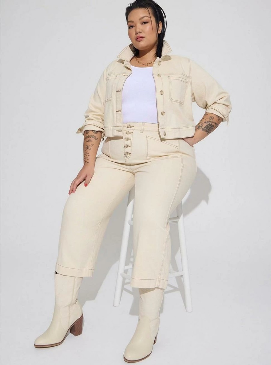 Jackets * | Torrid Denim Crop Patch Pocket Jacket